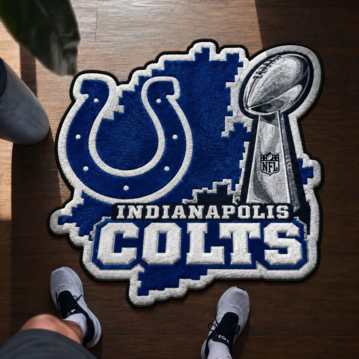 All Football Teams Logo Trophy City Map Football Fan Custom Shape Rug Print Premium Welcome Mat Washable Black Border Personalized Football Custom Shape Rug