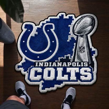 All Football Teams Logo Trophy City Map Football Fan Custom Shape Rug Print Premium Welcome Mat Washable Black Border Personalized Football Custom Shape Rug