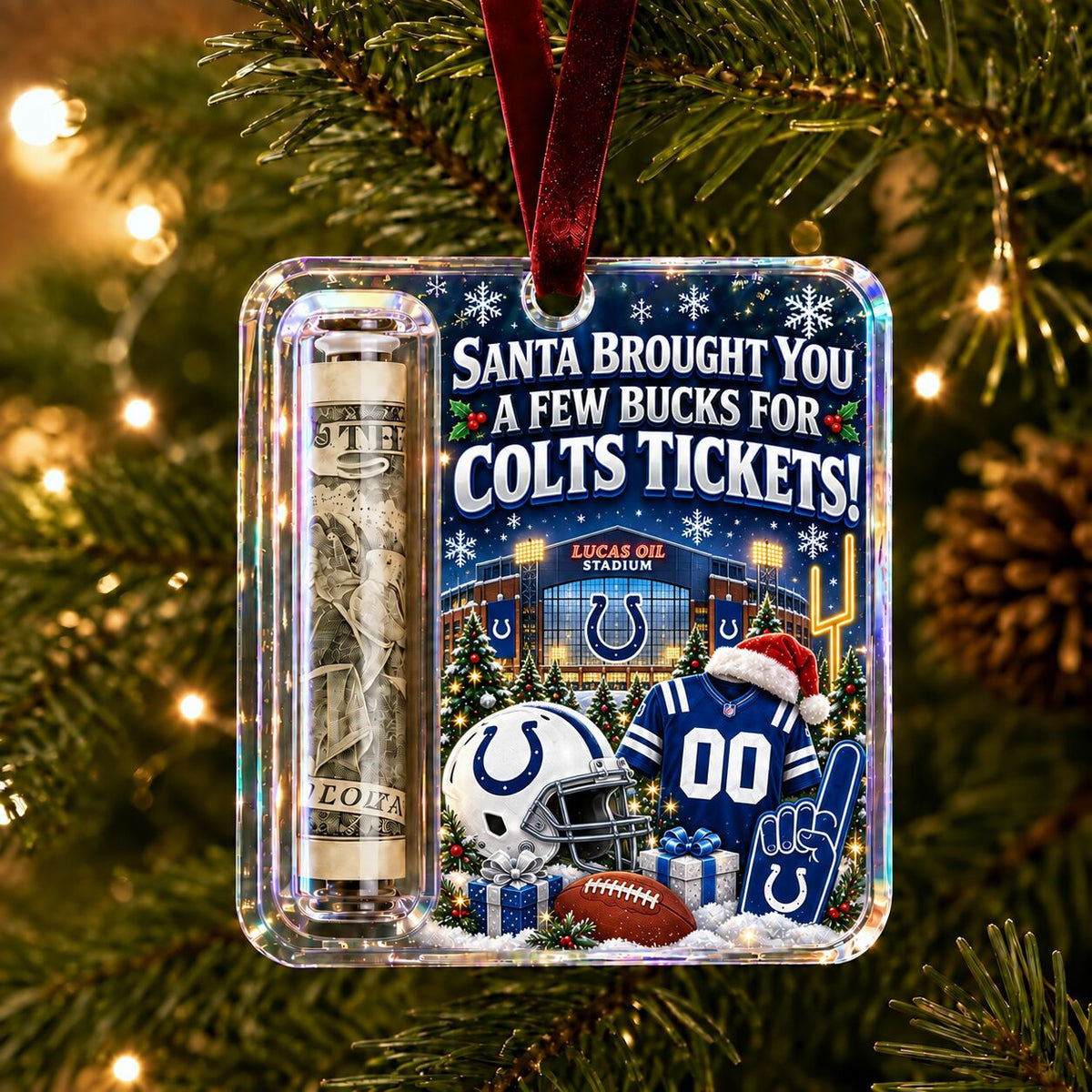 All Football Teams Football Stadium Christmas Money Holder Glass Ornament - 5to9vibe