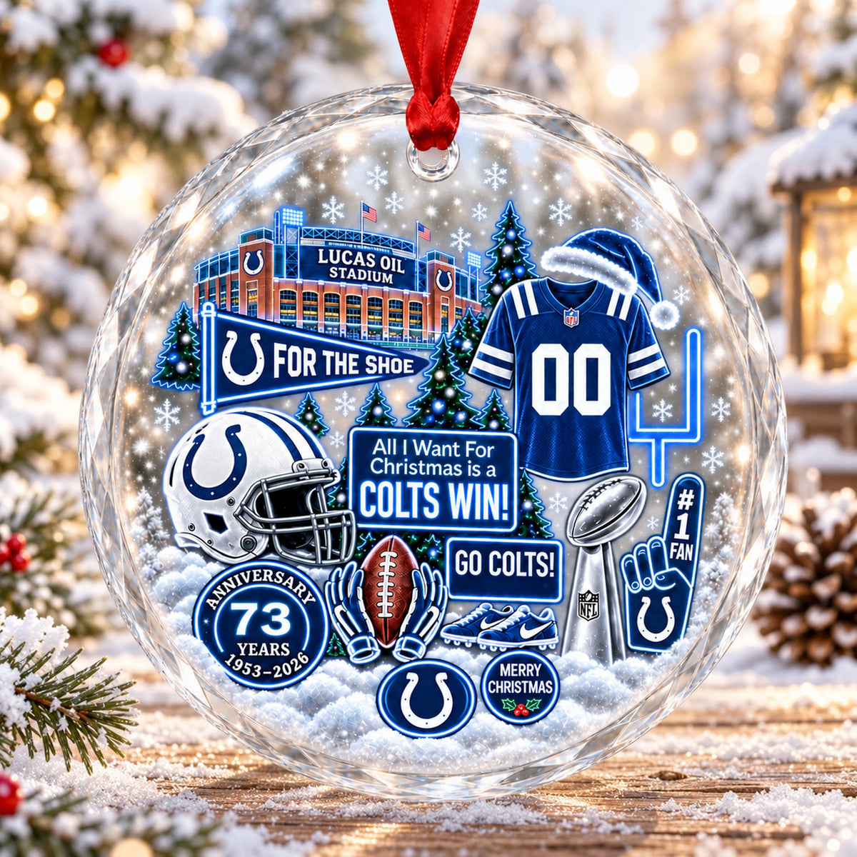 All Football Teams Christmas Stadium Snow Vibe Glass Ornament With Gift Box - 5to9vibe