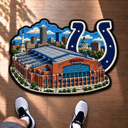 All Football Teams Logo Stadium Area Baseball Fan Custom Shape Rug Print Premium Welcome Mat Washable Black Border Personalized Football Custom Shape Rug