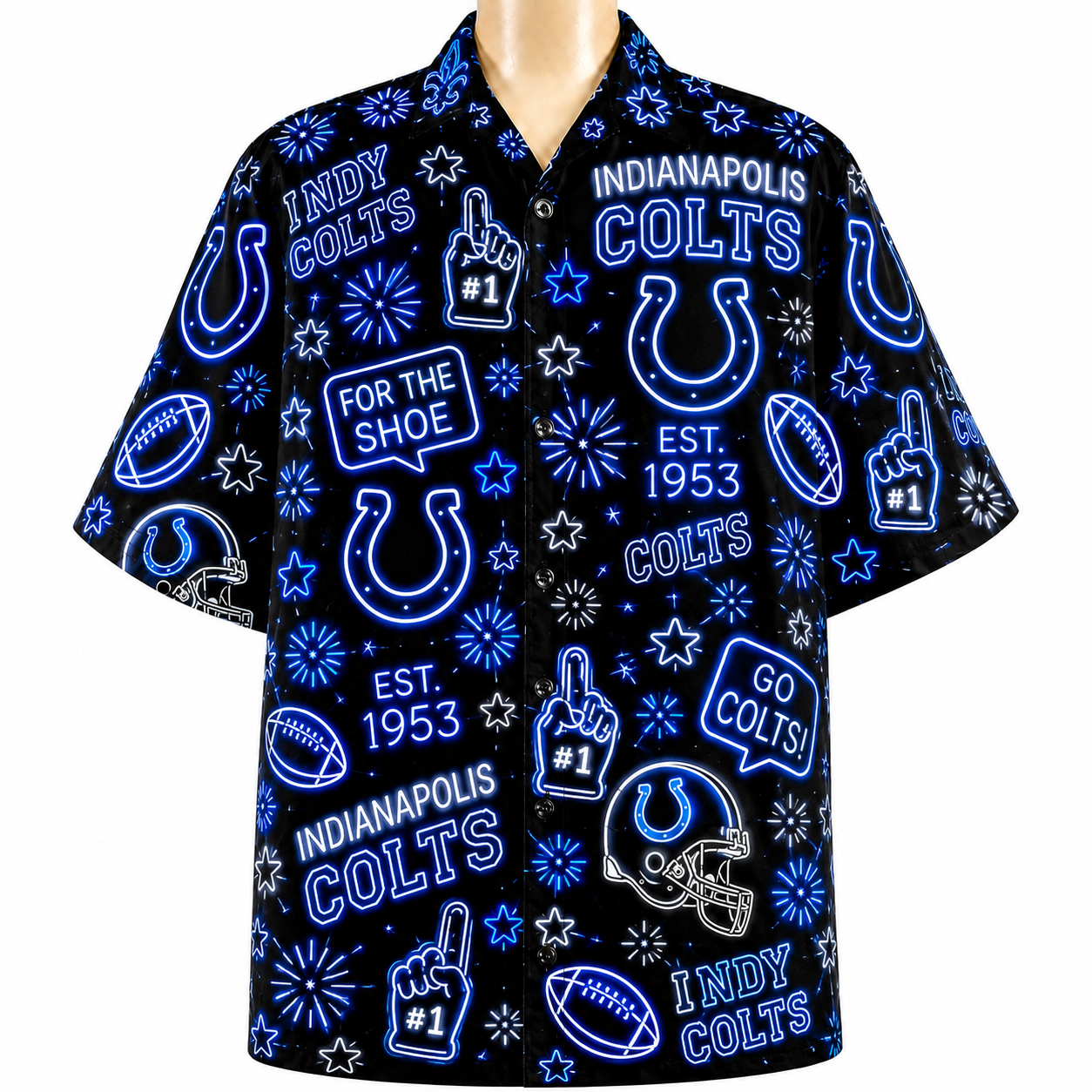 All Football Teams Neon Vibe Summer Button-Up Unisex Hawaiian Shirt For Men and Women