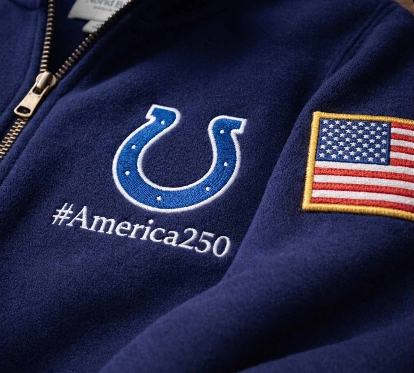 Football Logo America 250 Anniversary Embroidered Logo Premium Quarter Zip Sweatshirt, Inspired Quarter Zip Sweater