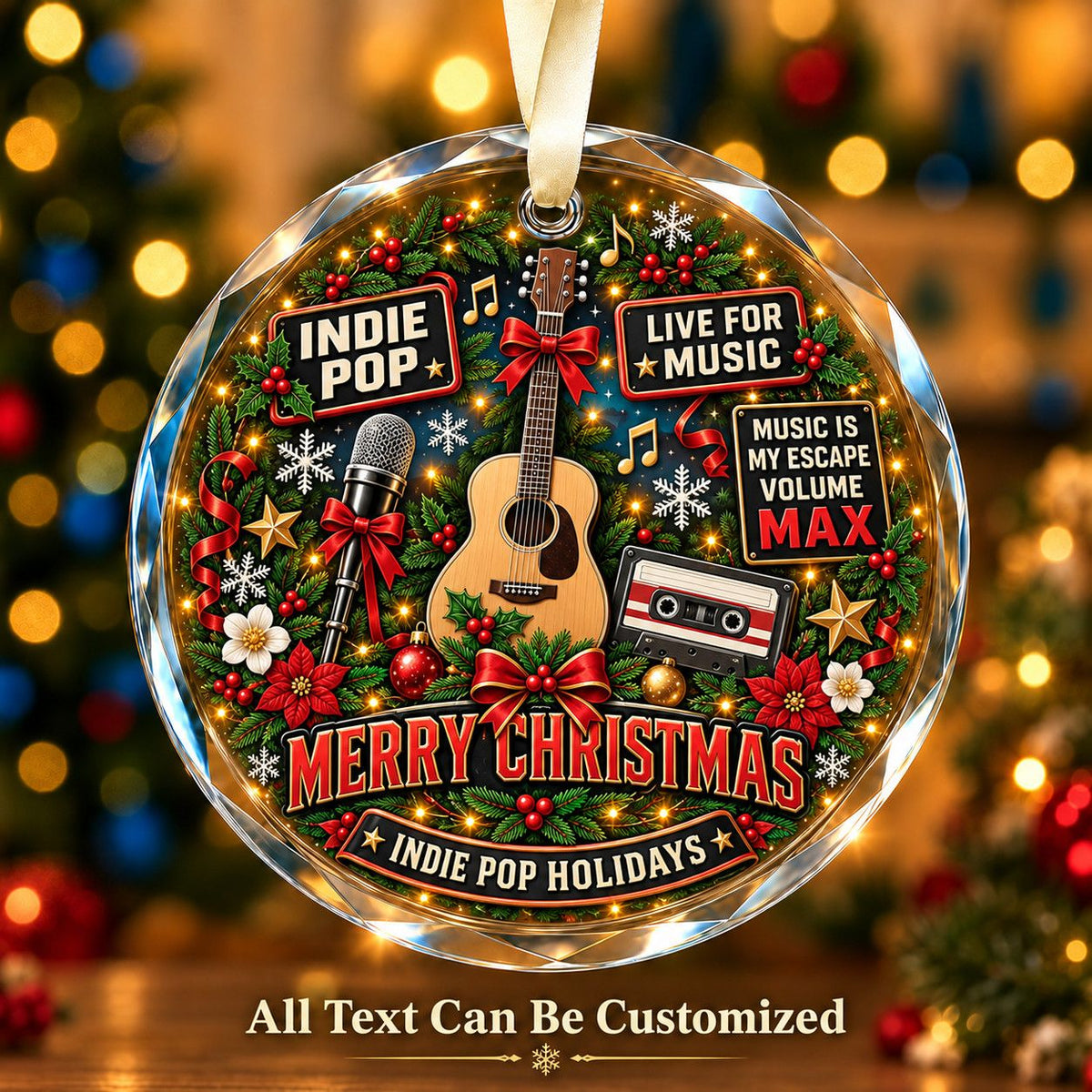 Indie Pop Personalized Glass Ornament | 5To9Vibe