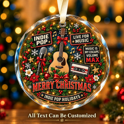 Indie Pop Personalized Glass Ornament | 5To9Vibe