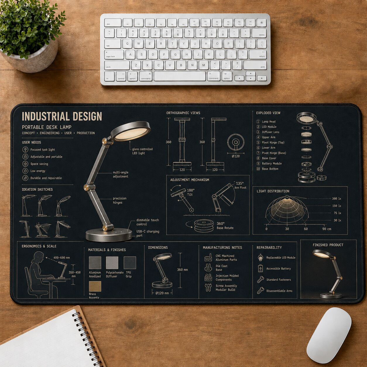 Industrial Design Creative Reference Guide Desk Mat | 5To9Vibe