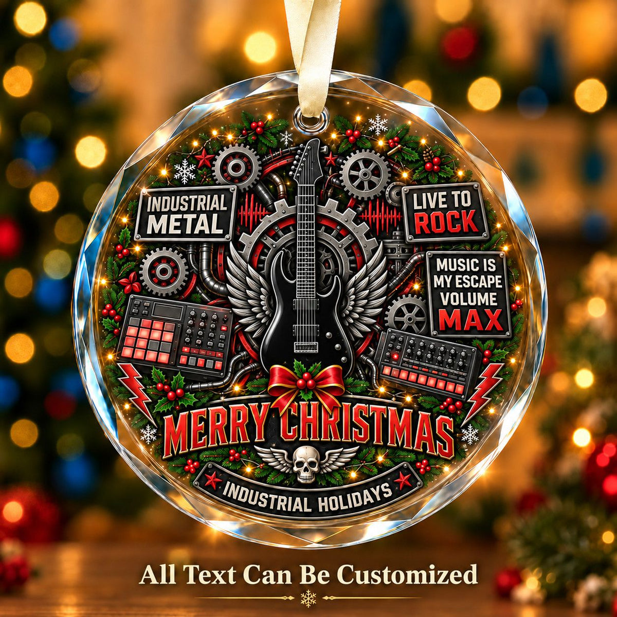 Industrial Metal Personalized Glass Ornament | 5To9Vibe