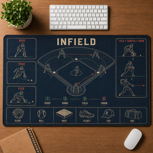 Infield Baseball Blueprint Desk Mat | 5To9Vibe