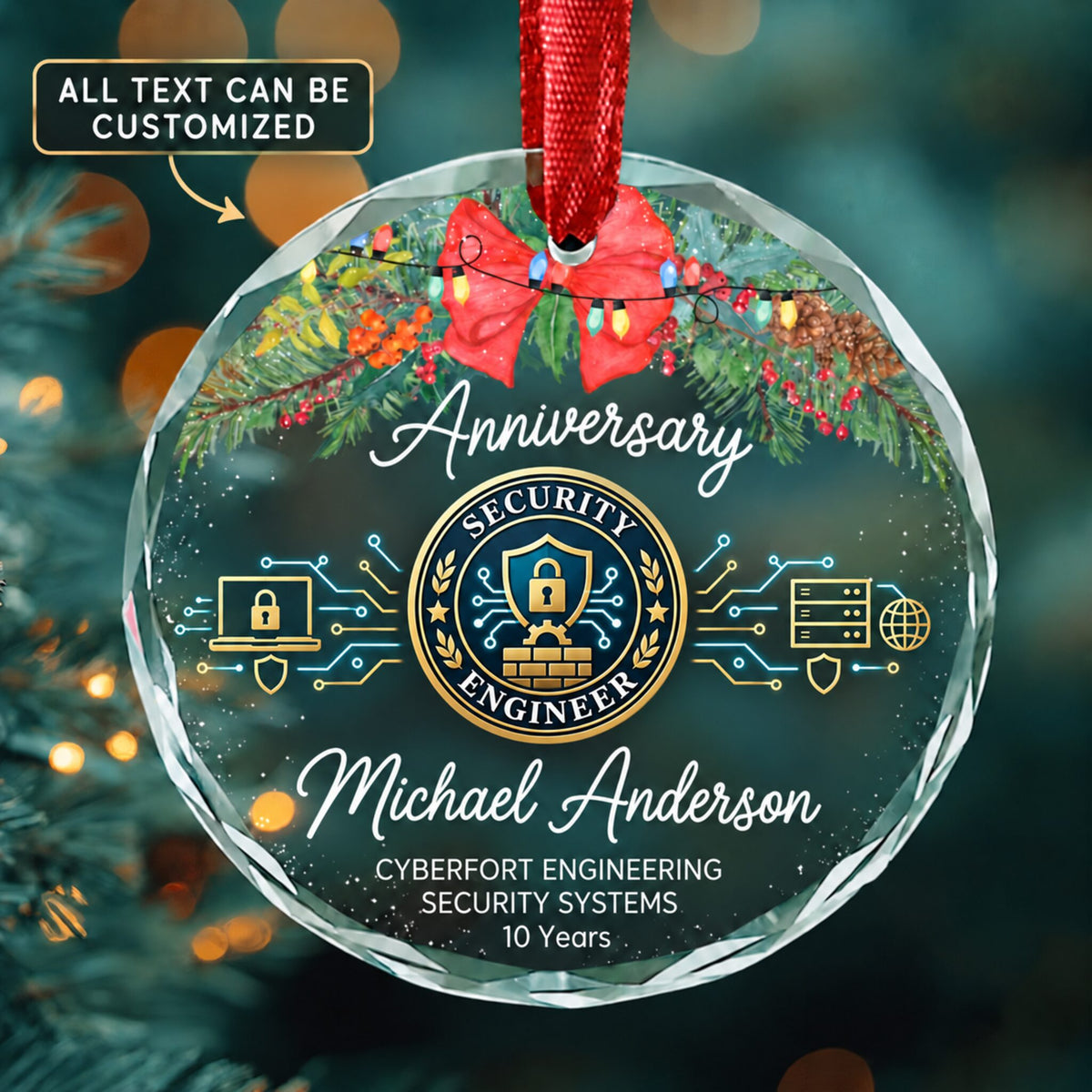 Information Security Engineers Personalized Glass Ornament | 5To9Vibe