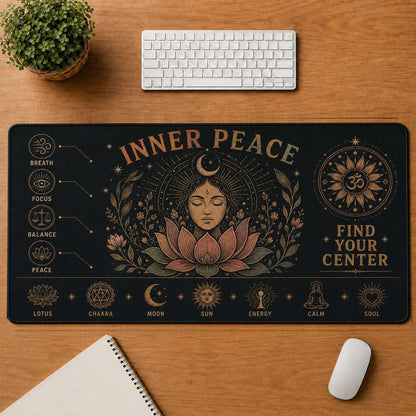 Meditation Moon Hippie Desk Mat Mouse Pad | 5To9Vibe - Inner Peace style