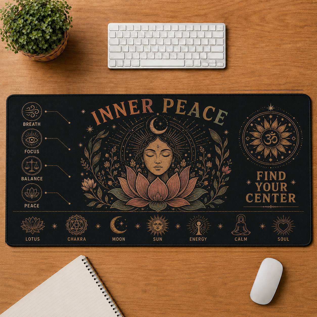 Mandala Hippie Desk Mat Mouse Pad | 5To9Vibe - Inner Peace style