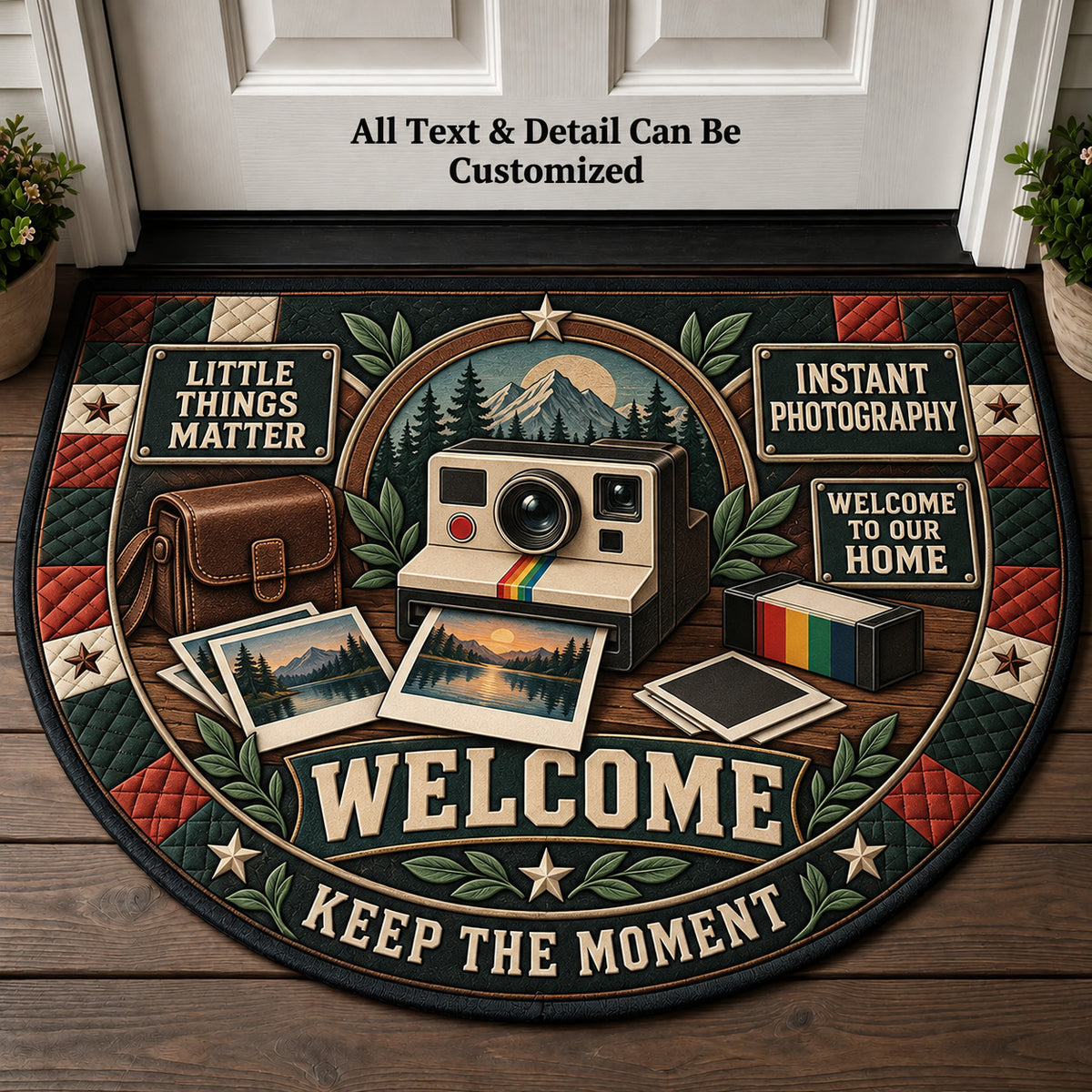Instant Photography Personalized Half Round Mat | 5To9Vibe