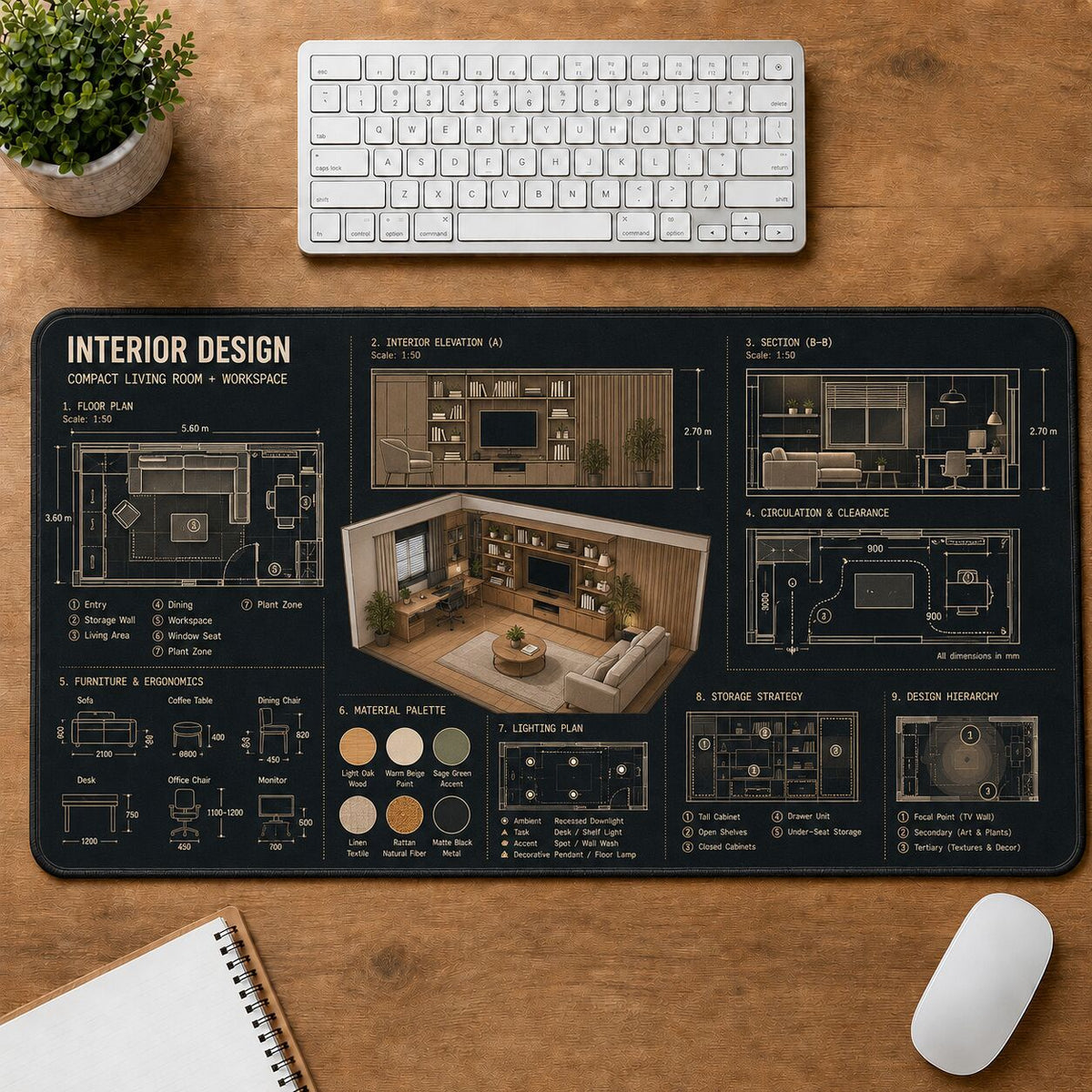 Interior Design Creative Reference Guide Desk Mat | 5To9Vibe