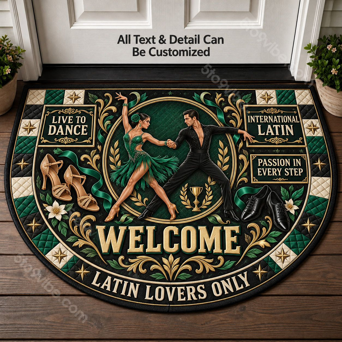 International Latin Personalized Half Round Mat | 5To9Vibe