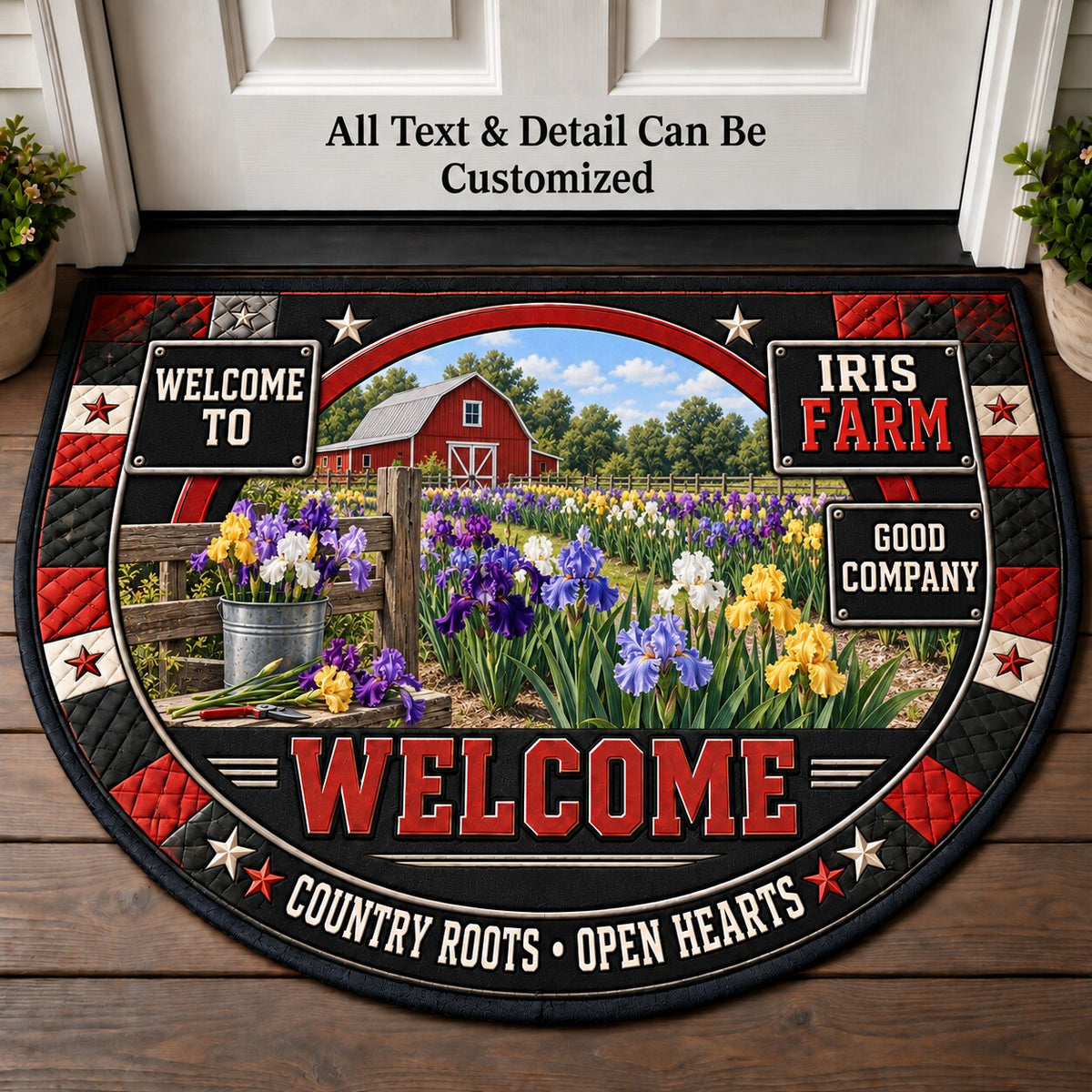 Iris Farm Personalized Half Round Mat | 5To9Vibe