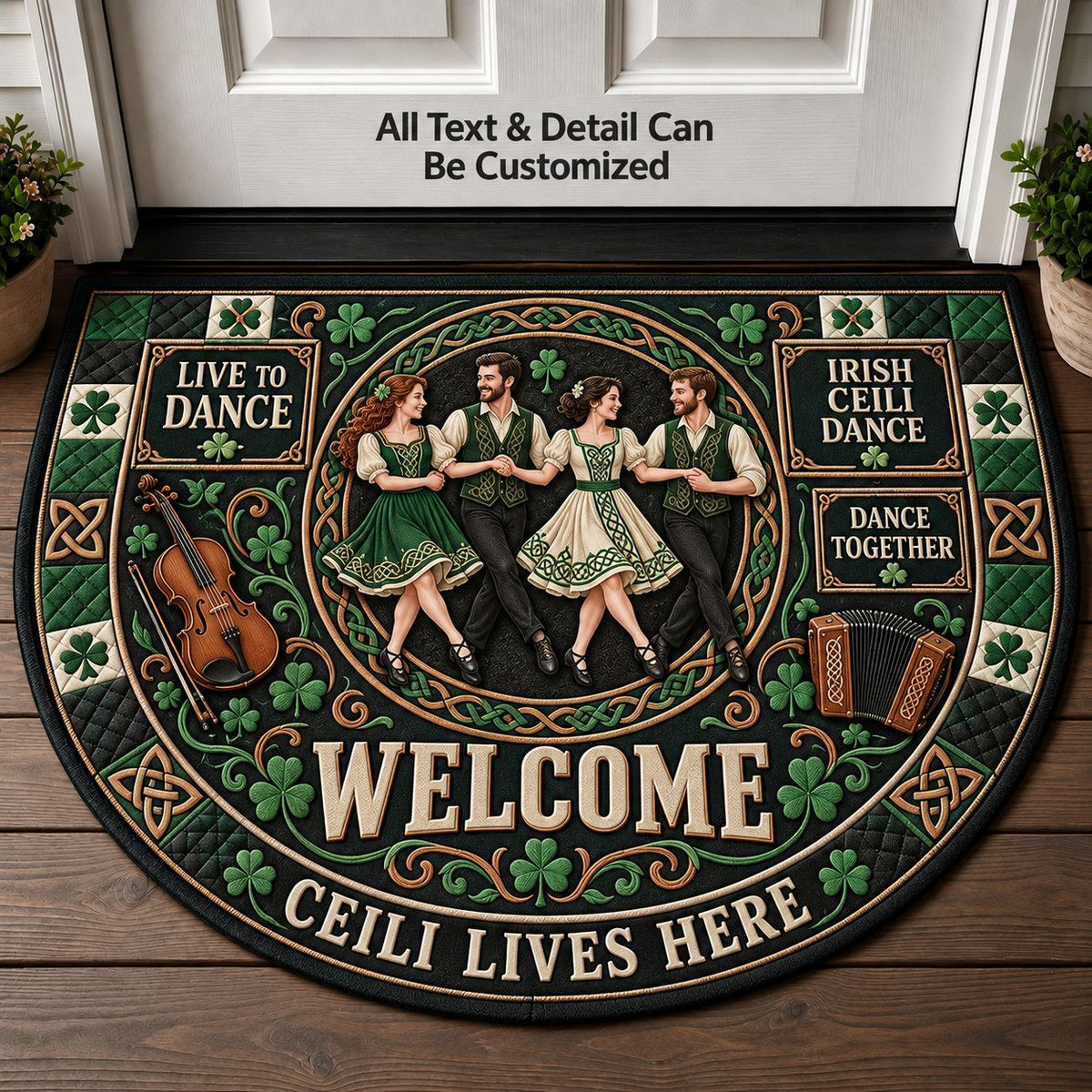 Irish Ceili Dance Personalized Half Round Mat | 5To9Vibe