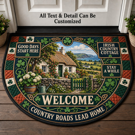 Irish Country Cottage Personalized Half Round Mat | 5To9Vibe