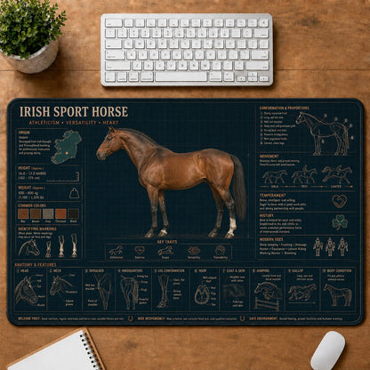 Irish Sport Horse Horse and Equestrian Visual Guide Desk Mat | 5To9Vibe