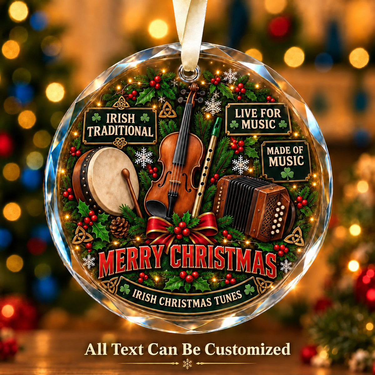 Irish Traditional Personalized Glass Ornament | 5To9Vibe