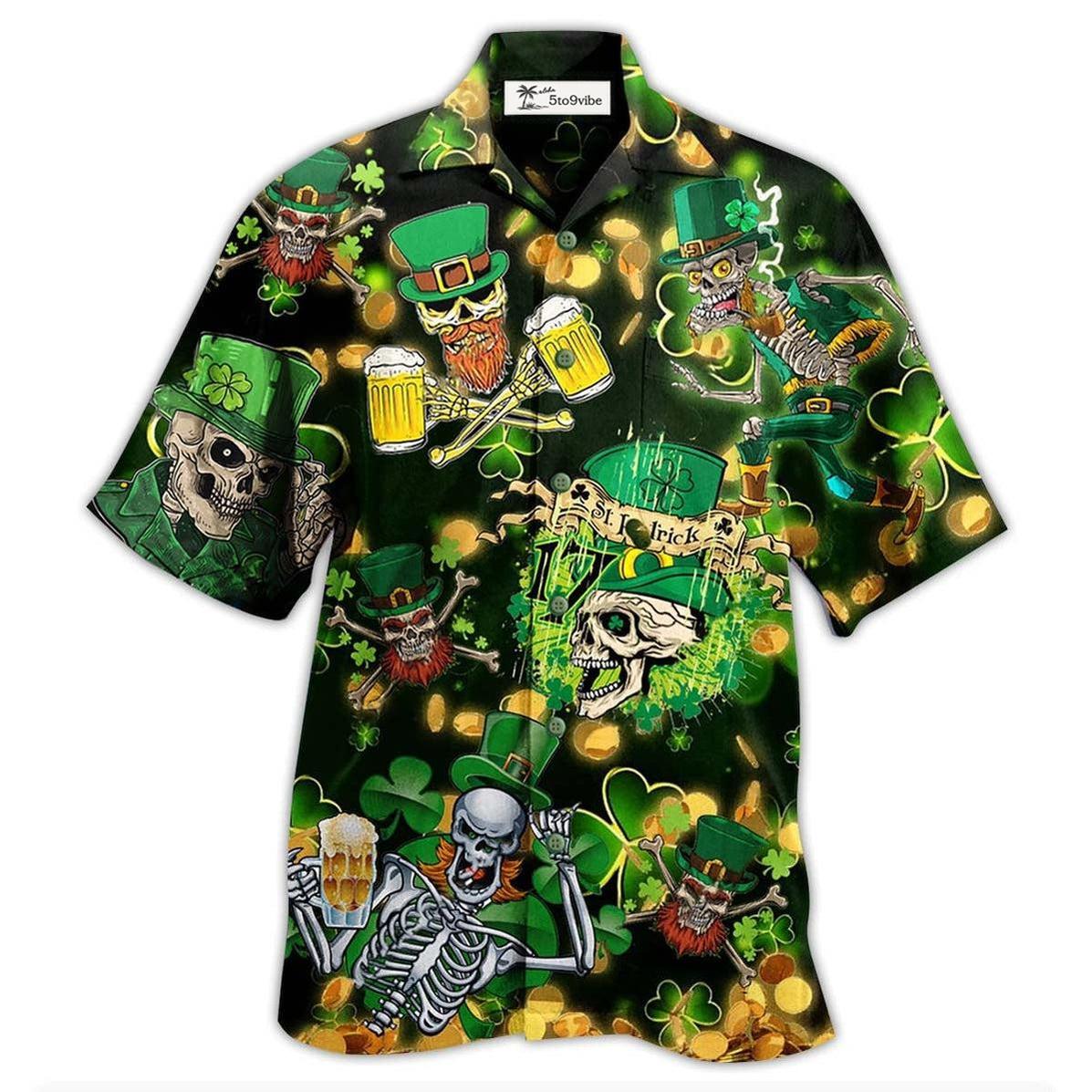 Hawaiian Shirt / Adults / S Irish Green Skull Love Beer - Hawaiian Shirt 