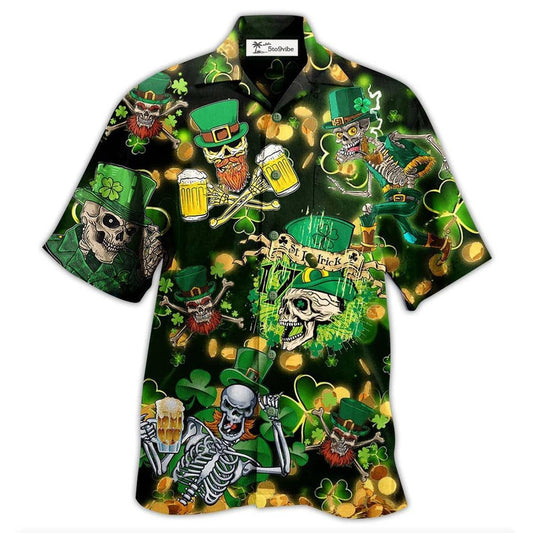 Hawaiian Shirt / Adults / S Irish Green Skull Love Beer - Hawaiian Shirt 