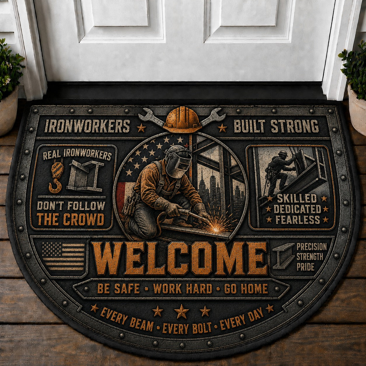 US Military Pride Quilted Print Premium Welcome Mat – Personalized Doormat