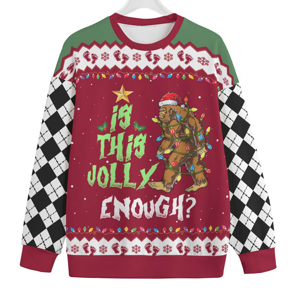 Is This Jolly Enough Bigfoot Big And Tall Ugly Christmas Sweater