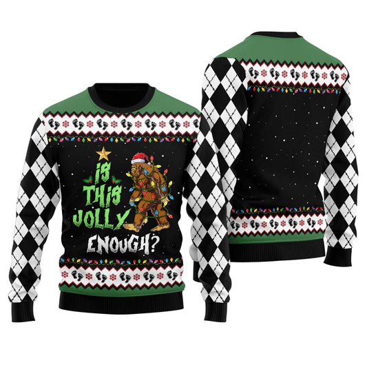 Is This Jolly Enough Bigfoot Ugly Christmas Sweater