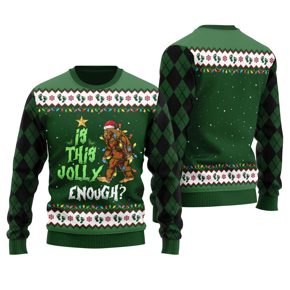 Bigfoot Ugly Christmas Sweater For Men