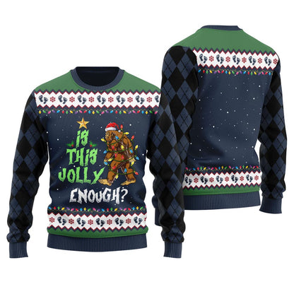 Is This Jolly Enough Bigfoot Ugly Christmas Sweater