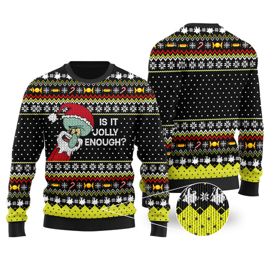 Is this jolly enough Funny Ugly Christmas Sweater Black - Funny Ugly Christmas Sweater