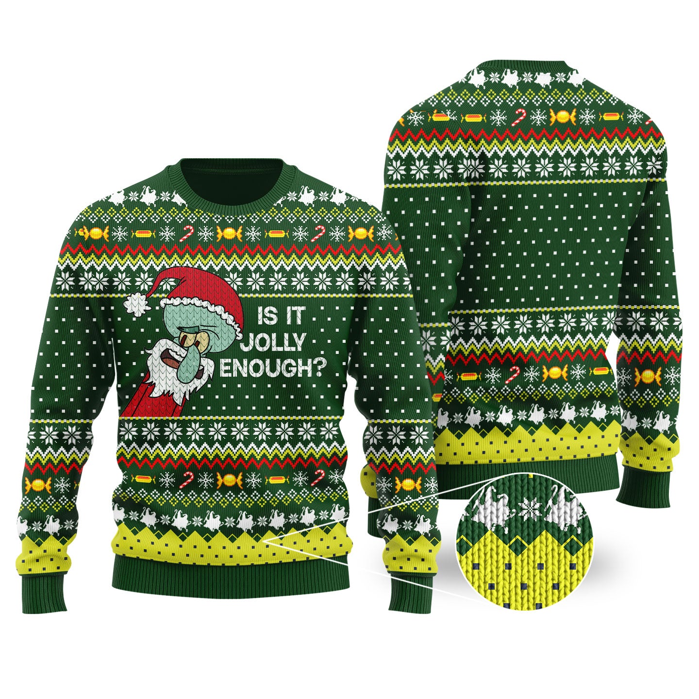 Is this jolly enough Funny Ugly Christmas Sweater Forest Green - Funny Ugly Christmas Sweater