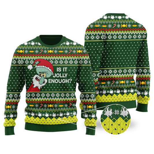 Is this jolly enough Funny Ugly Christmas Sweater Forest Green - Funny Ugly Christmas Sweater