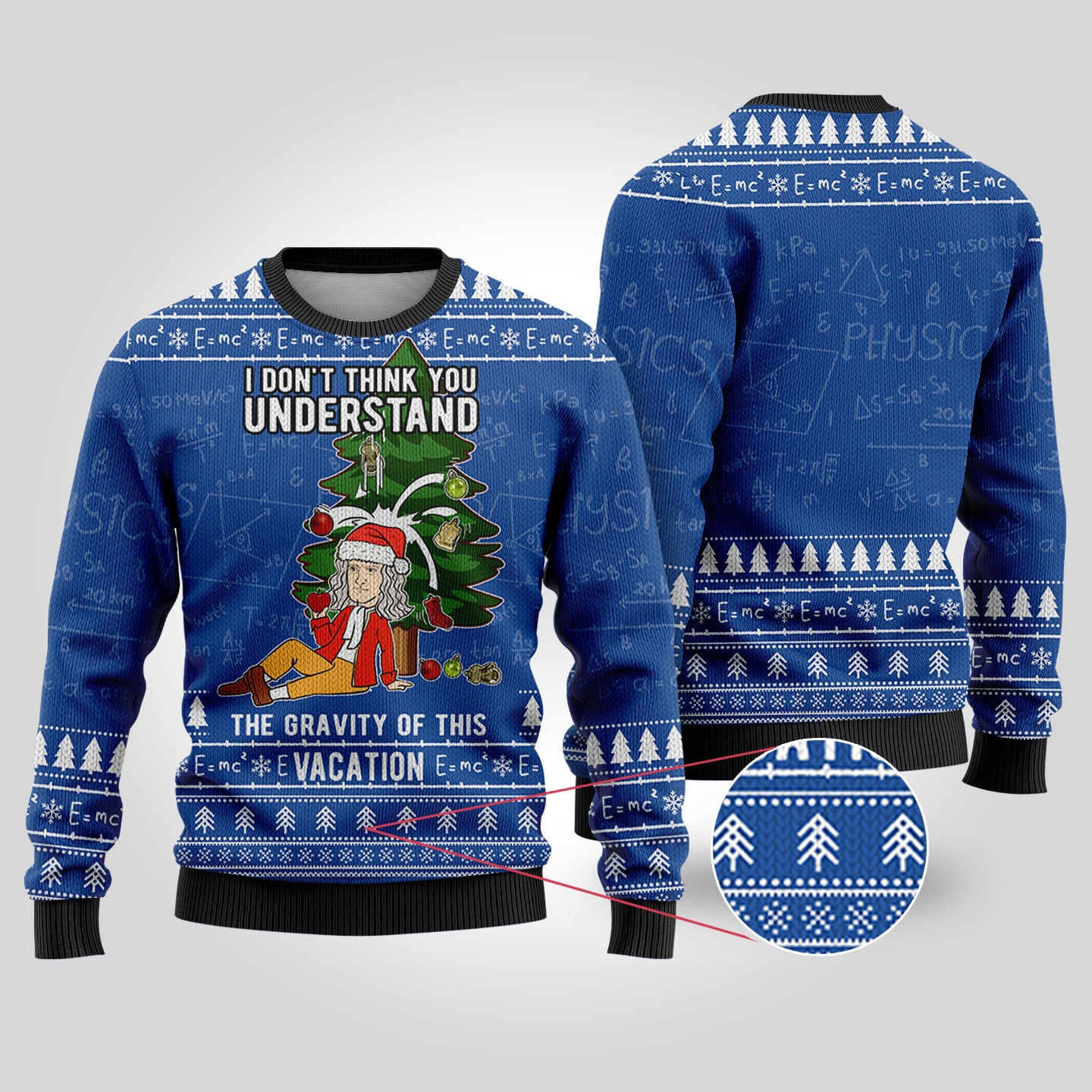 Isaac Newton Science Ugly Christmas Sweater Royal