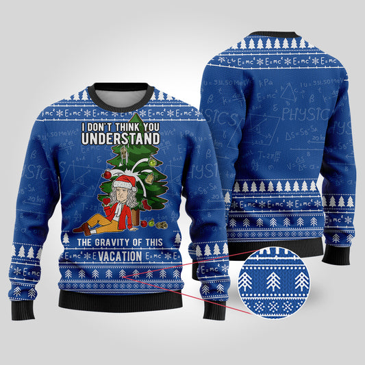 Isaac Newton Science Ugly Christmas Sweater Royal