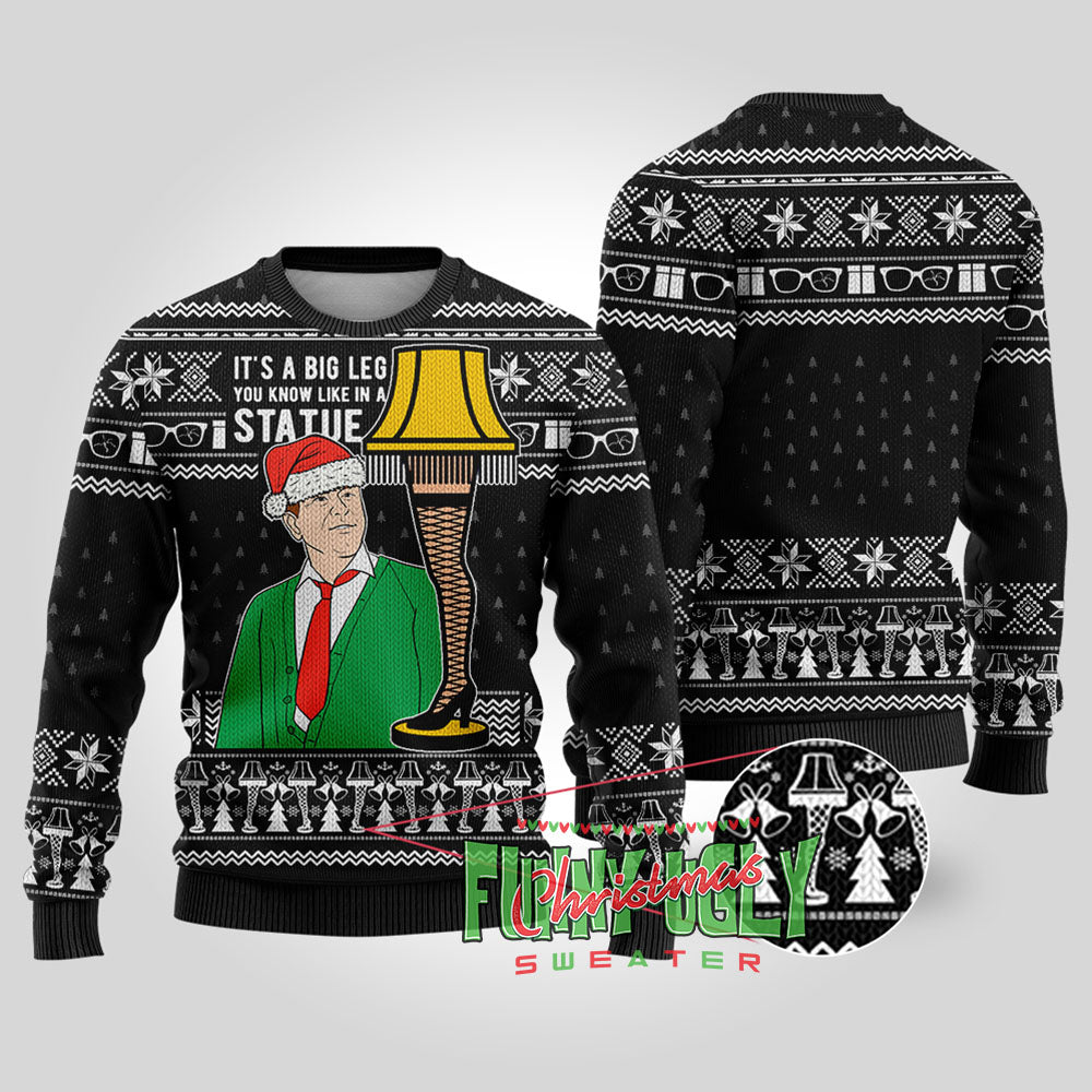 It's A Big Leg A Christmas Story Funny Sweater Black