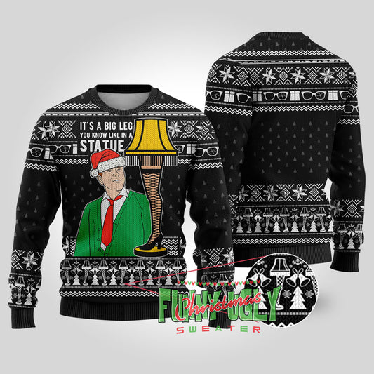 It's A Big Leg A Christmas Story Funny Sweater Black