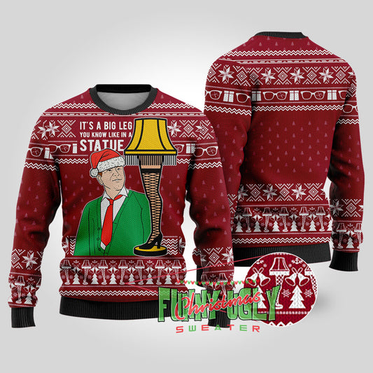 It's A Big Leg A Christmas Story Funny Sweater Cardinal Red