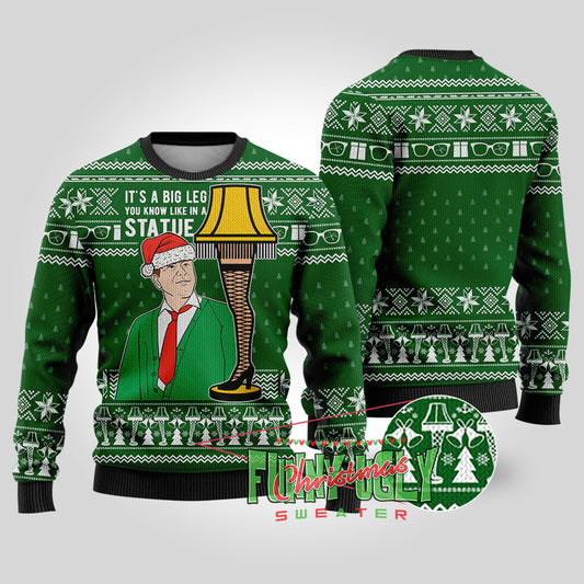 It's A Big Leg A Christmas Story Funny Sweater Forest Green