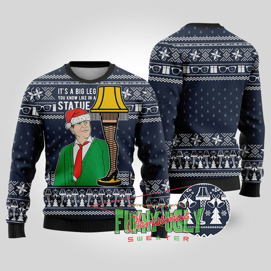 It's A Big Leg A Christmas Story Funny Sweater Navy