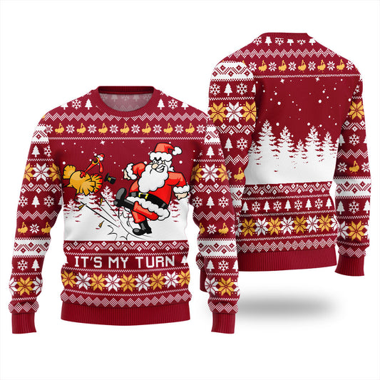 It's My Turn Funny Ugly Thanksgiving Sweater Red