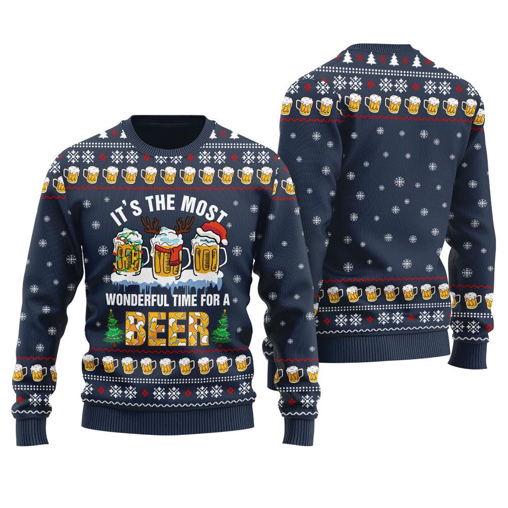 It's The Most Wonderful Time For A Beer Ugly Christmas Sweater