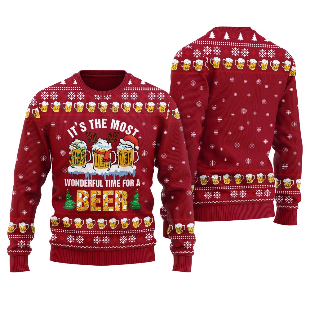 It's The Most Wonderful Time For A Beer Ugly Christmas Sweater