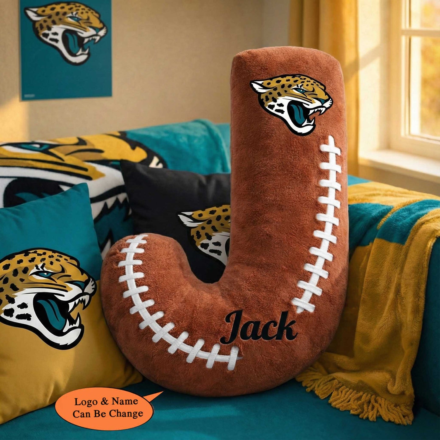 Football Pillow Custom Name and Logo All Teams 2 Irregular-Shaped Pillow Custom