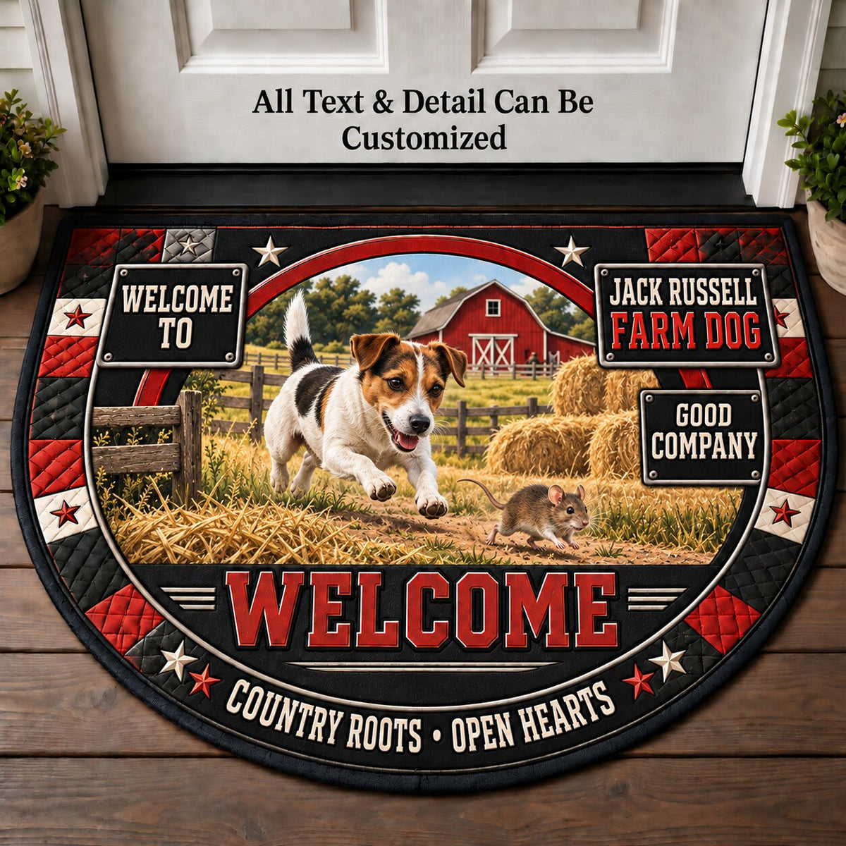 Jack Russell Farm Dog Personalized Half Round Mat | 5To9Vibe