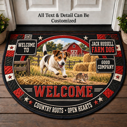 Jack Russell Farm Dog Personalized Half Round Mat | 5To9Vibe
