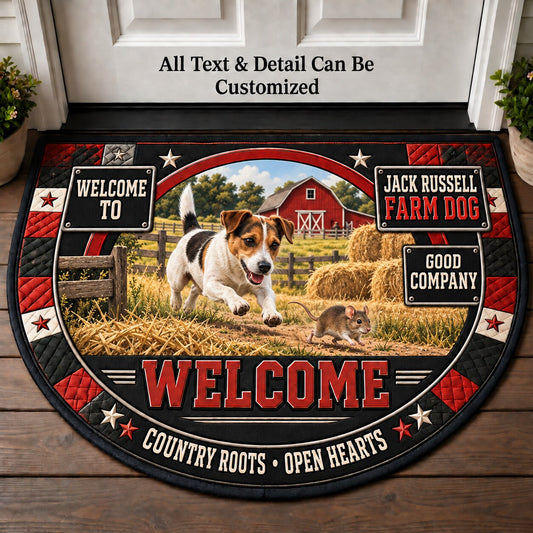 Jack Russell Farm Dog Personalized Half Round Mat | 5To9Vibe
