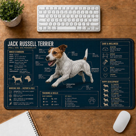 Jack Russell Terrier Dog Breed Visual Guide Desk Mat | 5To9Vibe