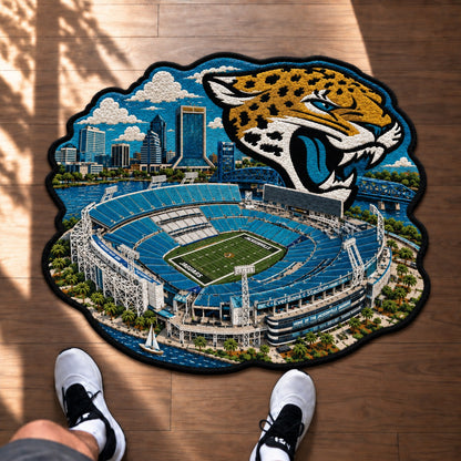 All Football Teams Logo Stadium Area Baseball Fan Custom Shape Rug Print Premium Welcome Mat Washable Black Border Personalized Football Custom Shape Rug