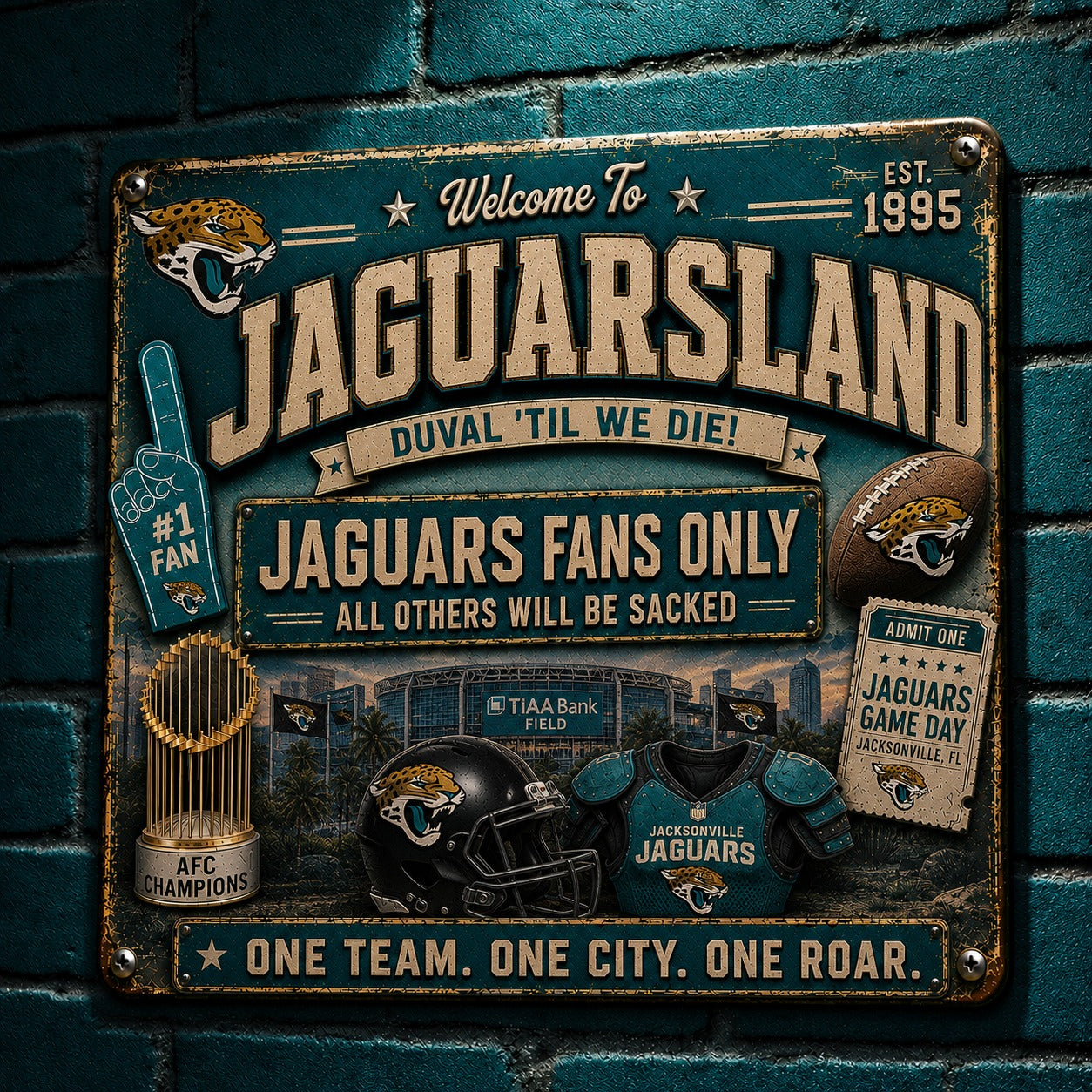 All Football Fans Teams Rustic Only Vintage Metal Sign - 5to9vibe